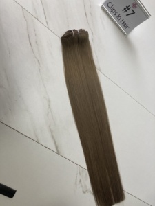 Extensions de cheveux à clipser en dentelle brun cendré clair # 7 extensions de cheveux humains vierges russes, super double drawn, clips invisibles, légères, pour femmes - Product Image 4