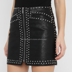 Hot Fashion femmes en cuir de mouton véritable Mini jupe crayon Unique Sexy taille haute bureau dame grande taille solide en vrac pas cher - Product Image 1