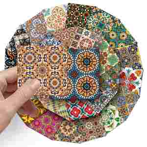 50 Pieces Antique <b>Flower</b> Tiles Cartoon Creative Pattern <b>Stickers</b> Landscape Materials for Planner Computer Decoration - Product Image 4