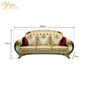 <span class=keywords><strong>Yips</strong></span> ชุดอัศวินสีเงิน LD-1703-1515โซฟาคลาสสิก3-Seater หรูหราทาสีด้วยมือลายไม้เฟอร์นิเจอร์บ้านแบบดั้งเดิม - Product Image 2