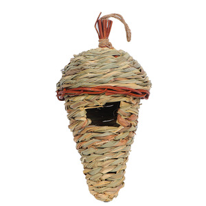 Nichoir en paille tressée fait main, rond, écologique, décoration de jardin pour oiseaux, taille moyenne - Product Image 5