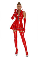 Ecoparty Sexy Damenkleid Clubwear Wetlook Latex Bodycon Kostüm Glänzend Reißverschluss Wet-Look PU-Leder Ärmellose Faltenkleider