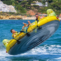 Juego de agua loco de verano, sofá OVNI remolcable inflable, barco de agua, platillo volador inflable, sofá remolcable deportivo Aqua
