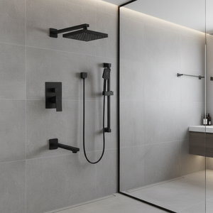 Tidjune Extra-mince Tête De Douche De Pluie Robinet De Douche Ensemble Noir avec Non-<span class=keywords><strong>retour</strong></span> Clapets - Product Image 6