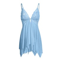 Ensemble de lingerie sexy et tentatrice pour femmes, robe de nuit en dentelle transparente et string, ensemble deux pièces, vêtements intimes