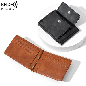 RFID Blocking Men's Slim Wallet Vintage Leather Bifold Money <b>Clip</b> Front Pocket Card Holder Wholesale - Product Image 3