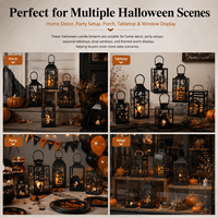 Portavelas de Metal Negro con Diseño de Calabaza, Murciélago y Telaraña, Cortado con Láser, para Decoración de Halloween en el Hogar y Fiestas, Venta al por Mayor