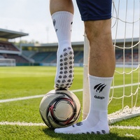 Chaussettes de football antidérapantes à logo personnalisé, faible MOQ, compression respirante, chaussettes d'équipe de football