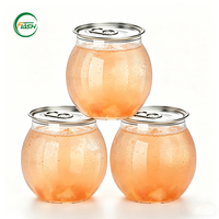 Bouteille de boisson en plastique transparente sans BPA, anti-fuite, en PET, facile à ouvrir, 250 ml, 500 ml, avec couvercle facile à ouvrir en aluminium