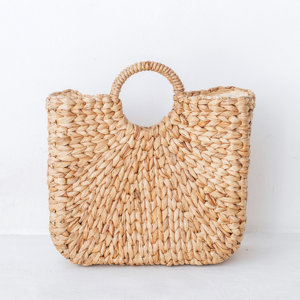 Handmade Water Hyacinth Handbag with Wooden Handle Luxury Woven <b>Straw</b> Tote Sustainable Summer Fashion <b>Bag</b> for Women - Product Image 5