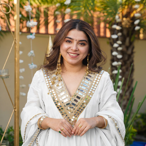 White Chiffon Embroidered Sharara Set With Mirror Work Traditional Indian Ethnic Wear For <b>Wedding</b> Engagement Women - Product Image 5