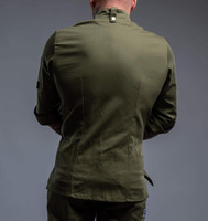 Uniformes de personnel de service de café-bar vert armée, impression de logo personnalisée, uniformes de travail pour serveurs, uniformes de serveurs et serveuses de restaurant