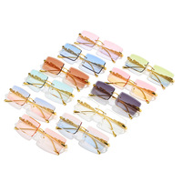 Nouveau Rectangle lunettes de soleil sans monture nuances mode léopard forme métal cadre océan lentille lunettes de soleil pour femmes hommes