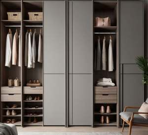 Meubles de placard classiques en bois avec porte coulissante Taille personnalisée pour chambre à coucher-Design d'armoires modernes - Product Image 1