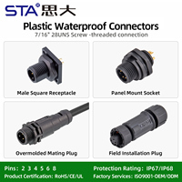 Conector Circular Impermeable IP67, Macho/Hembra, Enlazable/Overmoldado, para Aviación, 2, 3, 4, 5, 6, 8 Pines