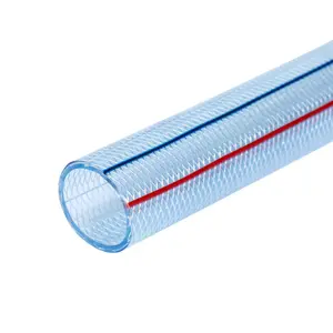 定制蓝色Pvc纤维增强水软管柔性透明塑料管，用于输送水