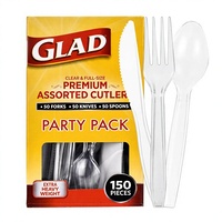 Ensemble de couverts modernes en plastique transparent de 150 pièces, robustes, réutilisables, compatibles lave-vaisselle, fourchettes, couteaux, cuillères pour fêtes et usage quotidien