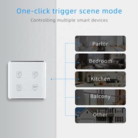 Interrupteur de Scène Sans Fil Zigbee Smart Life App, Verre Trempé Courbé UK/EU, Interrupteur Intelligent Smart Life pour Max. Courant 10A