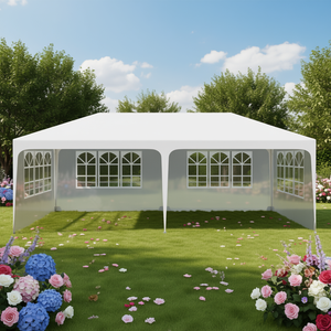 เต็นท์งานแต่งงานกลางแจ้งสีขาวขนาด 10x20 ฟุต พร้อมผนังด้านข้างถอดออกได้ 6 ด้าน กันน้ำ ใช้เป็นศาลาพักผ่อนได้ - Product Image 2