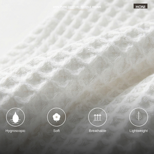 Juego de Funda Nórdica de Lujo Moderna 100% Algodón con Textura Waffle 180T, Ropa de Cama con Rejilla 3D Transpirable, Absorbente y Ecológica, Calidad de Hotel - Product Image 3