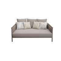 Canapé d'extérieur deux places en corde et aluminium avec coussin épais pour patio de villa de campagne résidentielle de loisirs