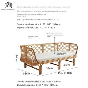 Combinação de Sofá-Cama de Casal para Três Pessoas em <span class=keywords><strong>Rattan</strong></span> Natural para Hotel e Alojamento Local, Chaise Longue de Lazer Impermeável e com Proteção Solar - Product Image 5