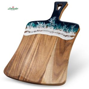 Papan potong resin epoksi kayu acacia gelombang laut biru populer kualitas tinggi grosir dengan kotak hadiah - Product Image 4