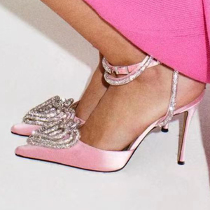 Talons hauts en strass en forme de cœur pour femme – Qualité supérieure, tendance, bout couvert, grandes tailles, talons en cristal pour femme - Product Image 2