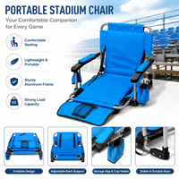 Siège de stade pliable portable avec accoudoir, porte-gobelet, poche de rangement, dossier réglable, structure en fer, pour événements sportifs en extérieur
