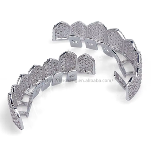 En gros Grillz dentaires Hip Hop Iced Out plaqué or 18K et platine, crocs de rappeur, bijoux corporels, cadeau - Product Image 4
