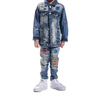 Kot makinesi Denim ceket rahat ve aşınmaya dayanıklı kumaş moda çin Boy çocuklar için resim erkek giyim HG düşmek yıkanmış