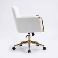 Fauteuil de bureau exécutif DM Light Luxury en tissu avec roulettes, structure en métal doré, pour réception et salon de manucure