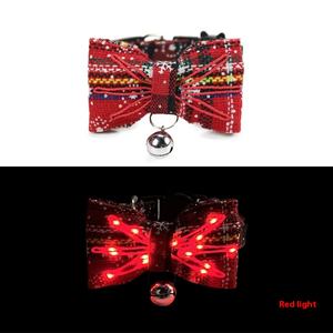 Collar de cachorro de gato luminoso LED de carga USB con pajarita decoraciones de cinta bordadas festivas accesorio de entrenamiento personalizado - Product Image 6