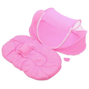 Filet de lit de voyage filet de berceau portable nouveau-né pour installation gratuite pour enfant rose - Product Image 2
