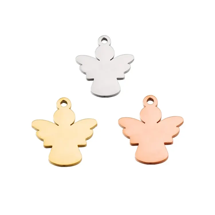 Custom 925 Sterling Silver Pendants and Charms Gold Plated Angel Charms DIY Pendant Stainless Steel For Bracelet Jewelry Making