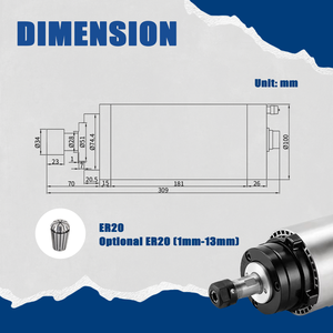 Zhong Hua มอเตอร์ ER20แกนหมุน220V/380V สำหรับชุด VFD สำหรับเครื่องแกะสลักเราเตอร์ CNC - Product Image 3