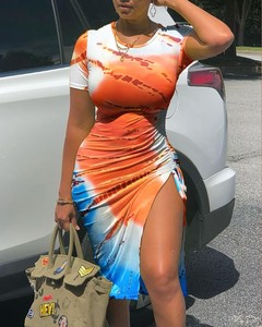 Abito Bodycon Sexy da Donna 2026 all'ingrosso, a Maniche Corte, Mini, Patchwork, per Club, in Tessuto Pettinato Lavabile, con Vita Naturale - Product Image 5