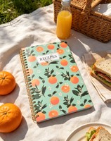 Carnet de recettes en spirale à motif floral orange, couverture rigide, pour la pâtisserie maison, journal de cuisine, cadeau de déménagement pour les amateurs de cuisine