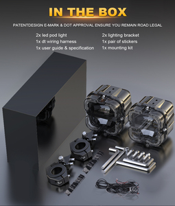 Kit d'éclairage auxiliaire <span class=keywords><strong>LED</strong></span> pour <span class=keywords><strong>moto</strong></span>, 5 modes 90W/paire, feux de route et de croisement, feux de jour DRL clignotants, feux antibrouillard, double couleur blanc ambre - Product Image 5