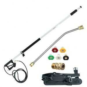 Kit de pulverizador telescópico para hidrolavadora, mango telescópico de aleación de aluminio de 20 pies de largo alcance, 4000 psi, para limpieza de canalones - Product Image 1