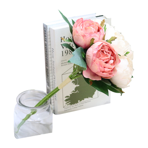 Alta calidad al por mayor jardín sola rosa artificial pequeño ramo de rosas artificiales decoración del hogar - Product Image 6