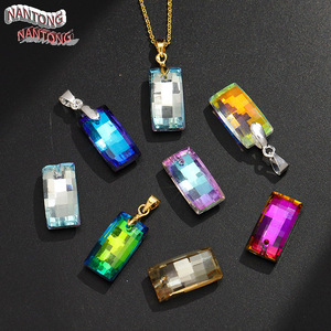 Nantong Rectangular Crystal Glass <b>Beads</b> With Pendant Holes For Jewelry Making - Product Image 2