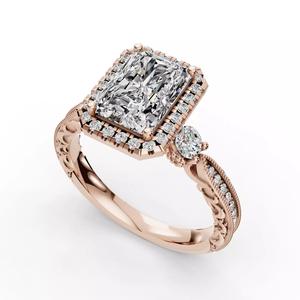 แหวนหมั้นเพชรทรงรัศมี 14K โรสโกลด์ แบบคลาสสิก ประดับเพชรรอบด้าน รับสั่งทำขายส่ง พร้อมใบรับรอง GIA สำหรับผู้หญิง - Product Image 3