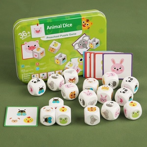 Juego de mesa de madera para niños con dados de animales y frutas, juego de emparejamiento de patrones de cartas, juguete interactivo para padres e hijos - Product Image 5
