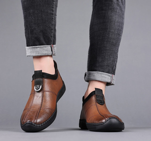 Scarpe Casual da Uomo in PU Slip-On per Tutte le Stagioni Stile Business Semplice Suola Morbida Stile Coreano Comode a Taglio Basso - Product Image 1