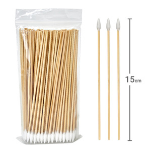 Hisopos de algodón largos Bonson de 15 cm con mango de bambú para maquillaje, limpieza y cuidado de la piel, 100 unidades - Product Image 1
