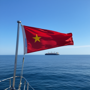 Bandera de Señalización Náutica 65x25cm Roja con Estrella Amarilla para Uso Marino - Product Image 3