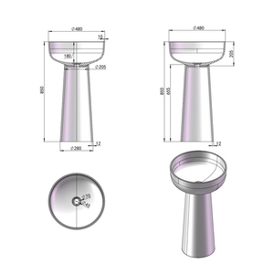 Lavabo de Pedestal Portátil de Lujo y Alto Estándar para Hotel, Lavabo de Baño con Color Personalizado - Product Image 5