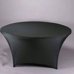 Black Spandex Table Cloth for Standard Folding Tables - 2 Pack Universal Rectangular Fitted Tablecloth <b>Protector</b> for Wedding - Product Image 1