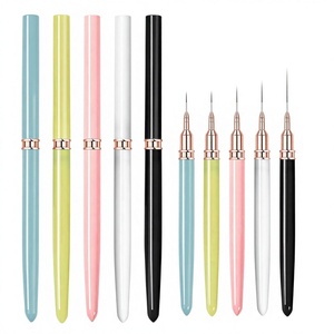 Suministro de fábrica: Juego de pinceles de plástico ultrafinos de mango largo para arte de uñas, estilo japonés, para pintura floral y dibujo de líneas. - Product Image 2